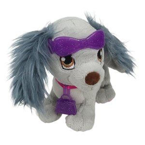 Mattel Barbie Dog Barking Puppy Plush 5" Stuffed Toy Gray Purple Sunglasses 2009